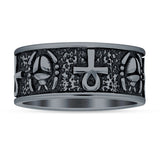 Scarab Ankh Ring Oxidized Band