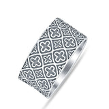 Oxidized Cross Band Faith Ring