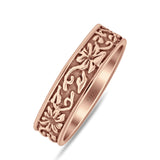 Oxidized Flower Leaf Band Swirl Ring