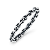 Rope Chain Ring Oxidized 925 Sterling Silver Wholesale