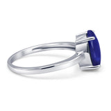 Solitaire Engagement Ring Oval Simulated Blue Sapphire CZ 925 Sterling Silver