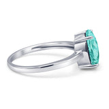 Solitaire Engagement Ring Oval Simulated Paraiba Tourmaline CZ 925 Sterling Silver