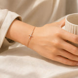 Sideways Cross CZ Bracelet