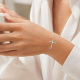 Sideways Cross CZ Bracelet