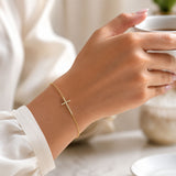 Sideways Cross CZ Bracelet