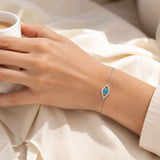 Round Turquoise CZ Evil Eye Bracelet 