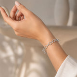 Pave CZ Oval Link Chain Bracelet