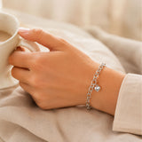 Oval Link Heart Charm Bracelet