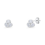 Three Stone 6.8mm Cartilage Stud Earrings Cubic Zirconia Bezel Set 925 Sterling Silver Wholesale