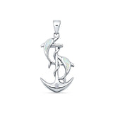 Dolphin Anchor CZ Pendant