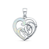 Dolphin Heart Wave Pendant