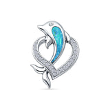 CZ Dolphin Heart Pendant