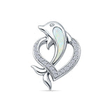 CZ Dolphin Heart Pendant
