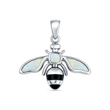 White Opal & Black Onyx Honey Bee Pendant