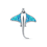 Blue Opal Manta Ray CZ Pendant