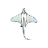 White Opal Manta Ray CZ Pendant