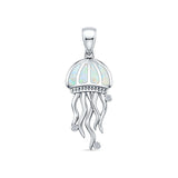 White Opal Jellyfish CZ Pendant