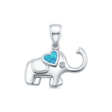 Blue Opal Elephant CZ Pendant