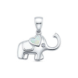 White Opal Elephant CZ Pendant