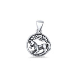 Horse Floral Round Pendant