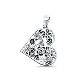 Floral Heart Openwork Pendant