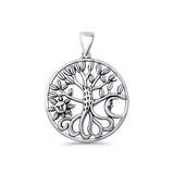 Sun Moon Tree of Life Round Pendant