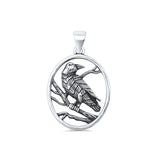 Raven Crow Oval Pendant