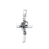  Rose Flower & Cross Pendant