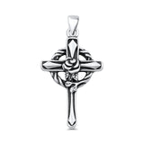  Cross & Rose Flower Pendant