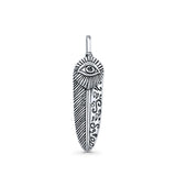  Feather & Evil Eye Pendant
