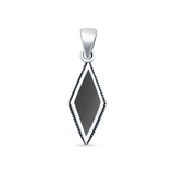 Diamond Shape Black Onyx Oxidized Pendant