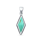 Diamond Shape Turquoise Oxidized Pendant