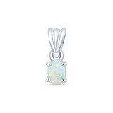 Oval Lab Created White Opal Solitaire Pendant