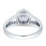 Round Halo Split Shank CZ Ring