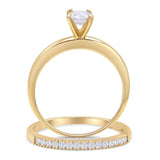 Two Piece Round Solitaire Eternity Gold Ring