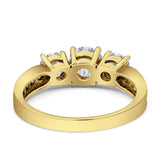 Three Stone Round CZ Gold Ring