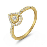 Pear Teardrop Halo Round Diamond Ring