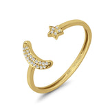 Moon & Star Celestial Open Ring