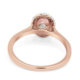 Oval Natural Morganite Halo Diamond Solitaire Ring