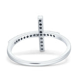 Half Eternity Natural Diamond Cross Ring