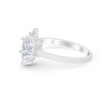 Teardrop Art Deco Pear Wedding Engagement Ring Simulated CZ 925 Sterling Silver