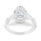 Oval Cubic Zirconia Halo Twisted Ring 925 Sterling Silver Wholesale