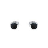 Half Ball Stud Earrings 5mm Round Black Onyx 925 Sterling Silver