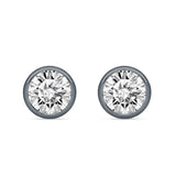 Bezel Set Cubic Zirconia Solitaire Stud Earring Black Tone 925 Sterling Silver Wholesale