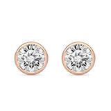 Bezel Set Cubic Zirconia Solitaire Stud Earring Rose Tone  925 Sterling Silver Wholesale