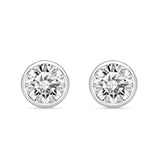 Bezel Set Cubic Zirconia Solitaire Stud Earring 925 Sterling Silver Wholesale