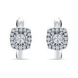 Cushion Shape Round Halo Hoop Earring Cubic Zirconia 925 Sterling Silver Wholesale