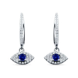 Evil Eye Huggie Hoop Earring Blue Sapphire 925 Sterling Silver Wholesale