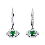 Evil Eye Huggie Hoop Earring Green Emerald CZ 925 Sterling Silver Wholesale