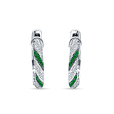 Twisted Infinity Stud Earring Green Emerald CZ 925 Sterling Silver Wholesale